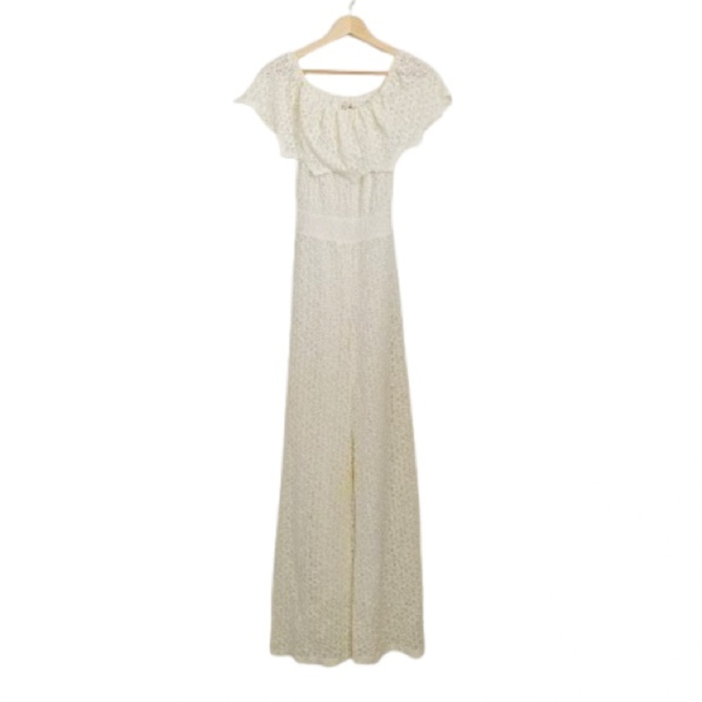 Nightcap Clothing French Lace Off-Shoulder Jumpsuit - Made in USA - Size M